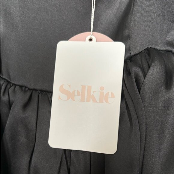 NEW NWT Selkie Silk Caviar French Puff Dress Black XS - Picture 10 of 10